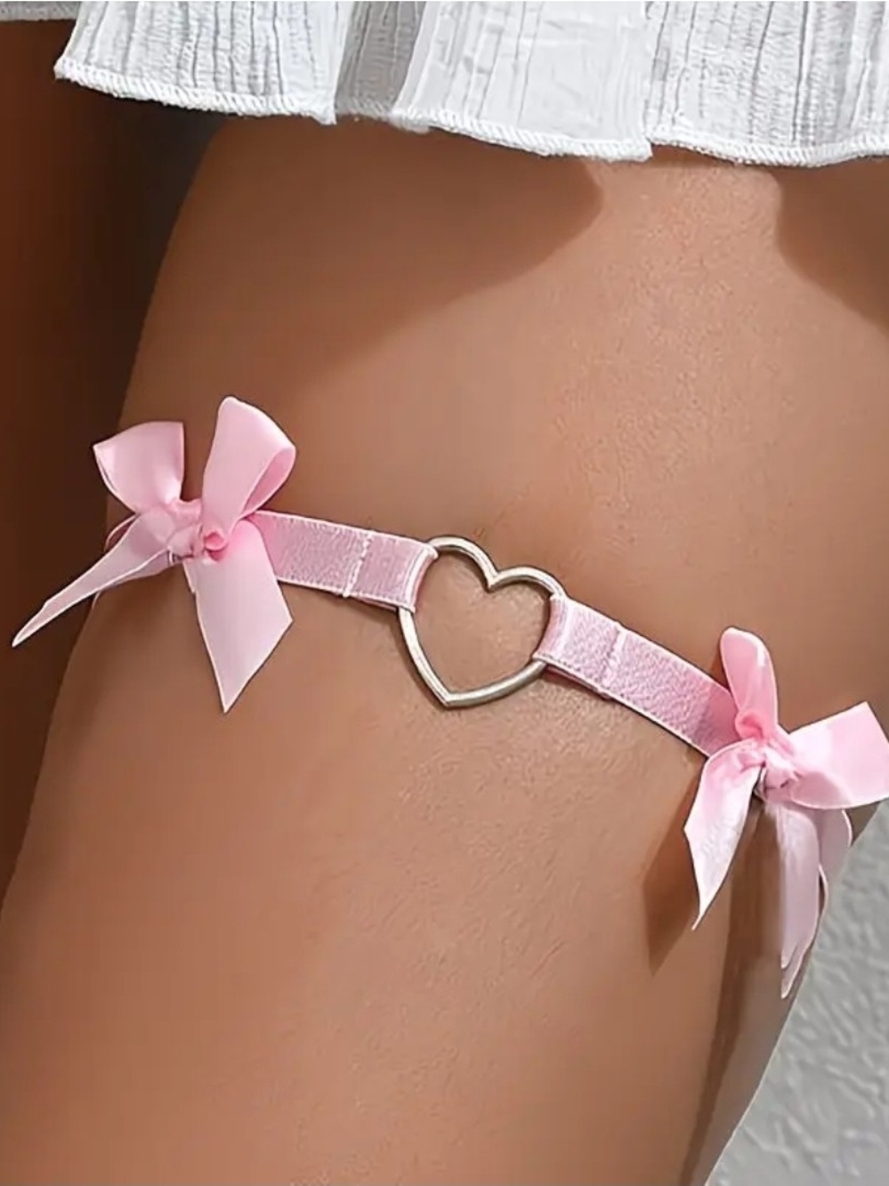 1 Pc Pink Heart Ring Ribbon Leg Garter